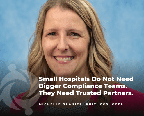 Michelle Spanier, RHIT, CCS, CCEP, featured in a KFMC blog post about compliance partners for small hospitals